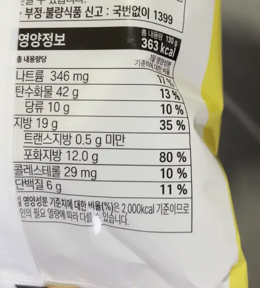 황황치즈크림빵 영양정보